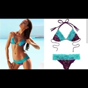 Beach Bunny Purple Sequin M Top S Bottom